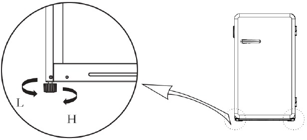 Comfee - CRR33S3ABB - Correct gebruik van het apparaat - De voetjes waterpas stellen Correct gebruik van het apparaat - De voetjes waterpas stellen