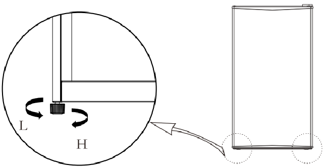 Comfee - CRM33S3ABB - Säädettävien jalkojen kaaviokuva Säädettävien jalkojen kaaviokuva