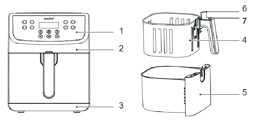 Comfee - CFY55T6ABB - Osad ja funktsioonid Osad ja funktsioonid