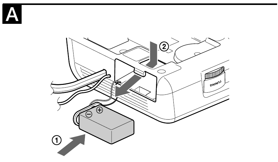 Sony - DREAM MACHINE ICF-C205 - Installazione della batteria Installazione della batteria