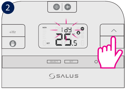 Salus Controls - RT510BC - Tryb wakacyjny - Krok 2 Tryb wakacyjny - Krok 2