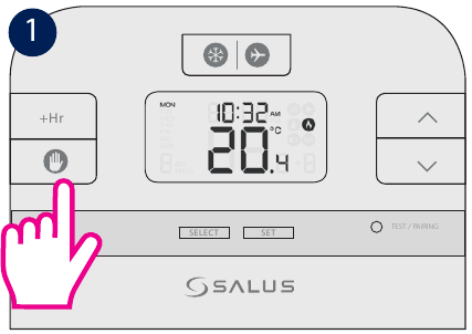 Salus Controls - RT510BC - Stałe nadpisanie - Krok 1 Stałe nadpisanie - Krok 1