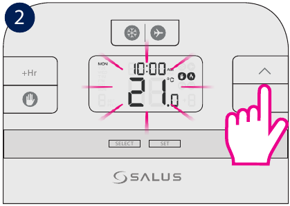 Salus Controls - RT510BC - Stałe nadpisanie - Krok 2 Stałe nadpisanie - Krok 2
