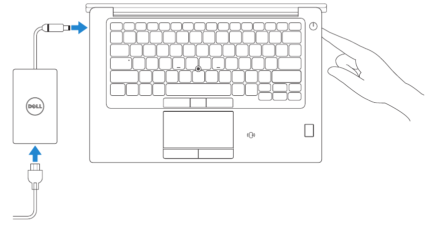 Dell - Latitude 7480 - Conecte el adaptador de corriente y pulse el botón de encendido Conecte el adaptador de corriente y pulse el botón de encendido