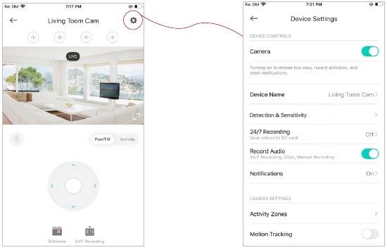 TP-Link - KC410S - Manage Device Settings - Step 1 - Go to settings Manage Device Settings - Step 1 - Go to settings