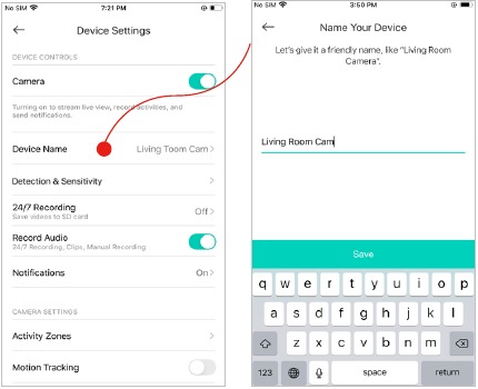 TP-Link - KC410S - Manage Device Settings - Step 2 - Edit device name Manage Device Settings - Step 2 - Edit device name
