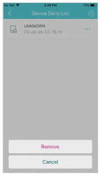 TP-Link - Deco X95 - Lista de blocare - Gestionați lista de blocare Lista de blocare - Gestionați lista de blocare