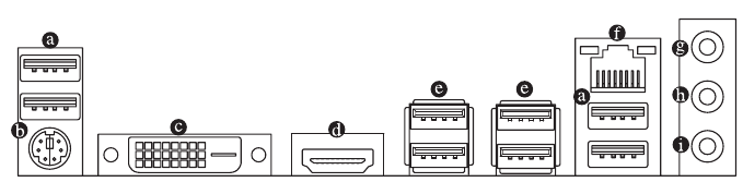 Gigabyte - B450M DS3H - Conectores do Painel Traseiro Conectores do Painel Traseiro