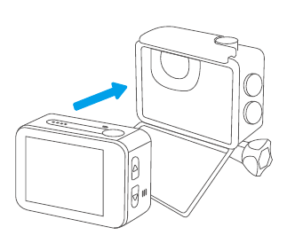 AKASO - V50 X - How to install the camera to the waterproof case - Step 1 Como instalar a câmara na caixa à prova de água - Passo 1