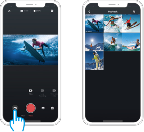 AKASO - V50 X - Reproduzir ou Eliminar Ficheiros na aplicação AKASO GO - Passo 2 Reproduzir ou Eliminar Ficheiros na aplicação AKASO GO - Passo 2