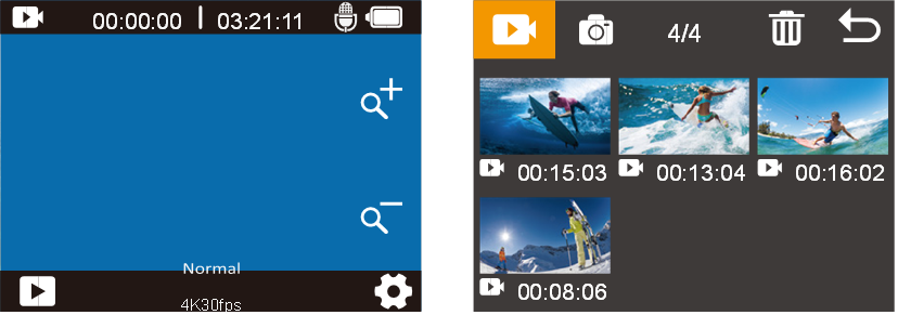 AKASO - V50 X - Reproduzir ou Eliminar Ficheiros na V50 X Reproduzir ou Eliminar Ficheiros na V50 X