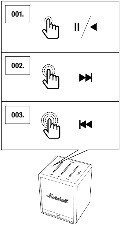 Marshall - Uxbridge Voice with the Google Assistant - CONTROLUL PLAY / PAUSE CONTROLUL PLAY / PAUSE