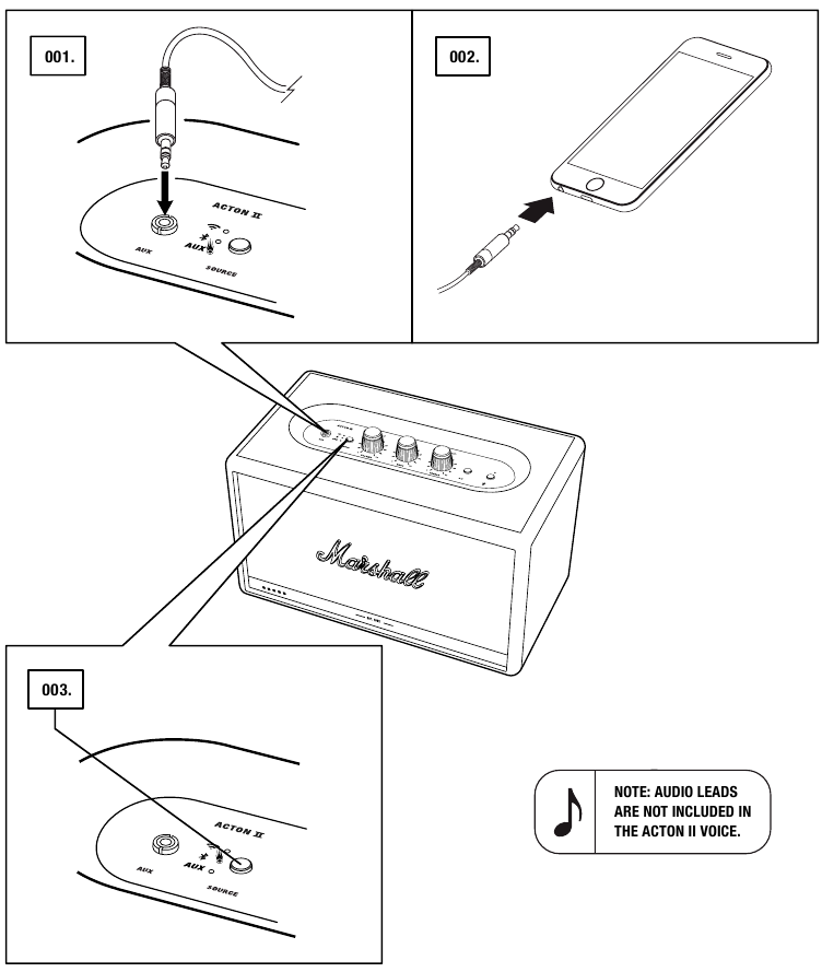 Marshall - Acton II Voice with Amazon Alexa - CONEXIÓN VÍA ENTRADA AUX CONEXIÓN VÍA ENTRADA AUX