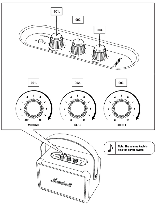 Marshall - Kilburn II - OVZ BALANDLIGI/BASS/TREBLE NI SOZLASH OVZ BALANDLIGI/BASS/TREBLE NI SOZLASH