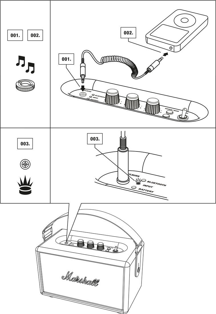 Marshall - Kilburn - WEJŚCIE - WTYCZKA STEREO 3,5 MM WEJŚCIE - WTYCZKA STEREO 3,5 MM