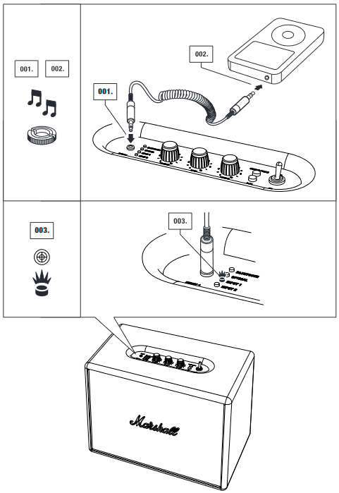Marshall - Woburn - WEJŚCIE 1 - WTYCZKA STEREO 3,5 MM WEJŚCIE 1 - WTYCZKA STEREO 3,5 MM