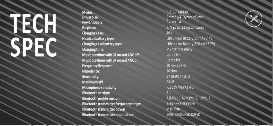 JBL - Harman Reflect Mini NC - TEHNIČNE SPECIFIKACIJE TEHNIČNE SPECIFIKACIJE