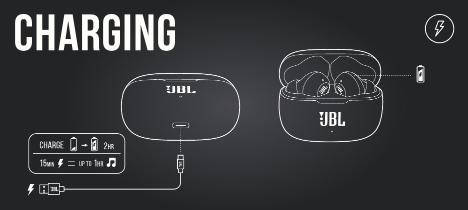 JBL - Harman Vibe 200TWS - CARREGAMENTO CARREGAMENTO