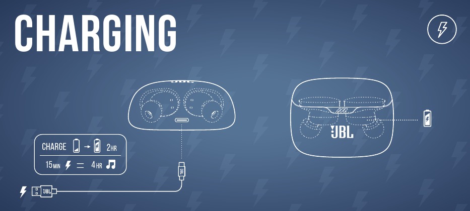 JBL - Harman Tune Buds - CARREGAMENTO CARREGAMENTO