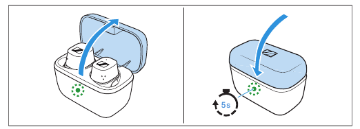 Sennheiser - CX Plus True Wireless - Şarj kutusunu kullanarak pil şarj durumunu görüntüleme Şarj kutusunu kullanarak pil şarj durumunu görüntüleme
