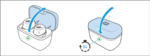 Sennheiser - CX Plus True Wireless - Şarj kutusunun LED göstergelerine genel bakış - Adım 2 Şarj kutusunun LED göstergelerine genel bakış - Adım 2