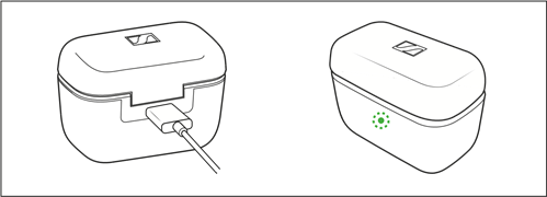 Sennheiser - CX Plus True Wireless - Şarj kutusunun LED göstergelerine genel bakış - Adım 1 Şarj kutusunun LED göstergelerine genel bakış - Adım 1