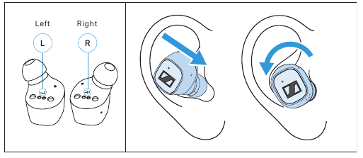 Sennheiser - CX 400BT True Wireless - Inserting the earbuds into the ears Inserting the earbuds into the ears