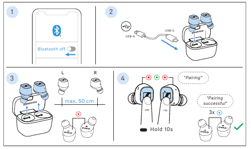 Sennheiser - CX 400BT True Wireless - Pairing the earbuds with each other Pairing the earbuds with each other