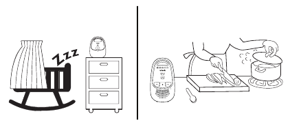 VTech - Safe&Sound DM111 - Vaqtinchalik foydalanish uchun batareyalarni o'rnating Vaqtinchalik foydalanish uchun batareyalarni o'rnating