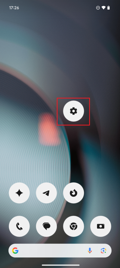 Ikona aplik&aacute;cie Nastavenia na domovskej obrazovke mobilu.