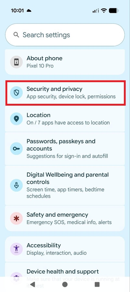 Navig&aacute;l&aacute;s a Biztons&aacute;g &eacute;s adatv&eacute;delem r&eacute;szhez
