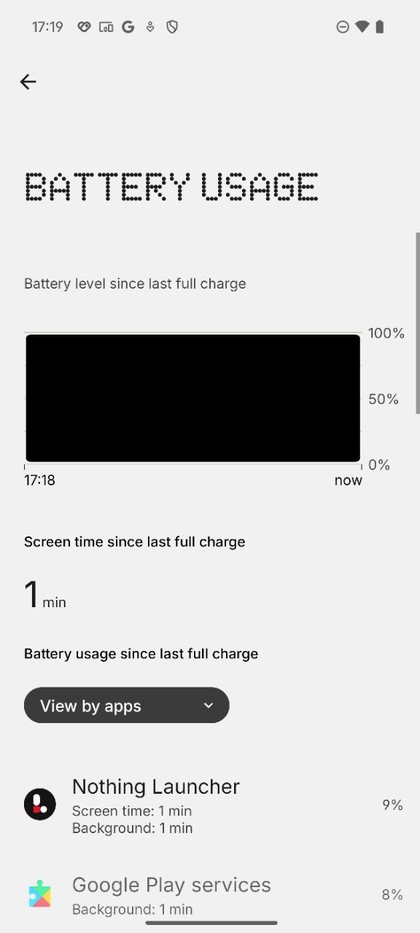 Ecr&atilde; de defini&ccedil;&otilde;es de utiliza&ccedil;&atilde;o da bateria no Nothing Phone 3