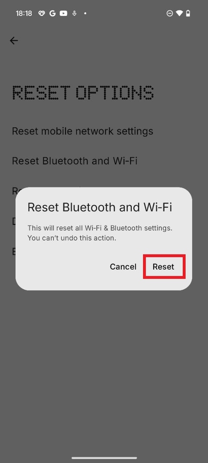 Reset options on Nothing Phone 3