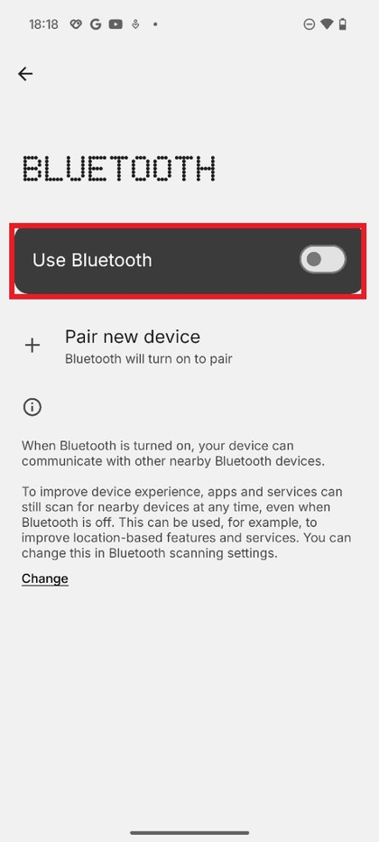Toggle Bluetooth on Nothing Phone 3