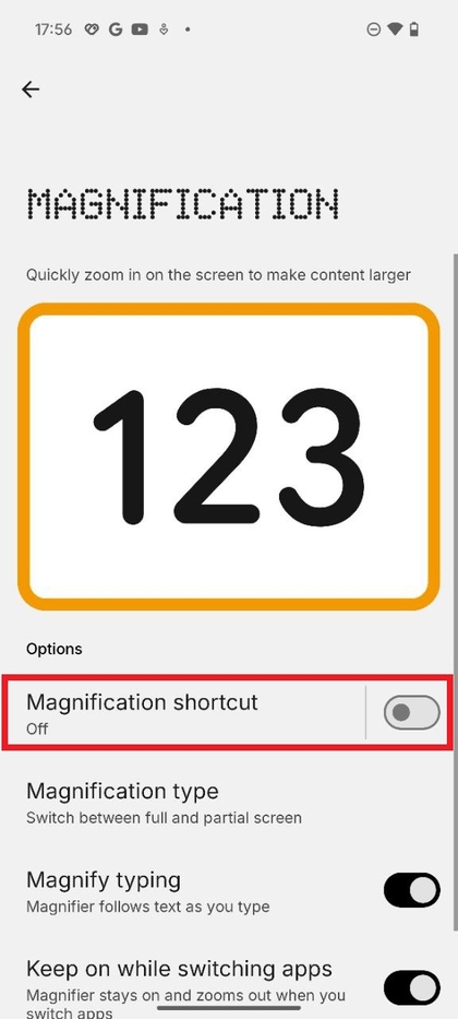 Tikken op de knop om vergroting te deactiveren op Nothing Phone 3