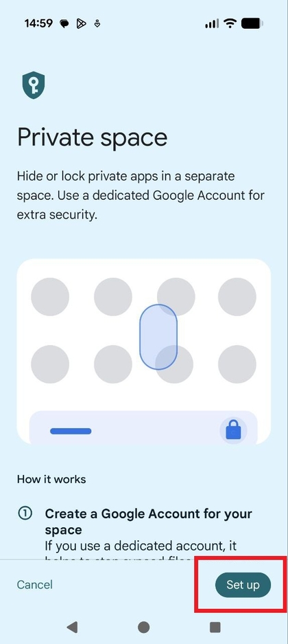 Configurando detalles del espacio privado