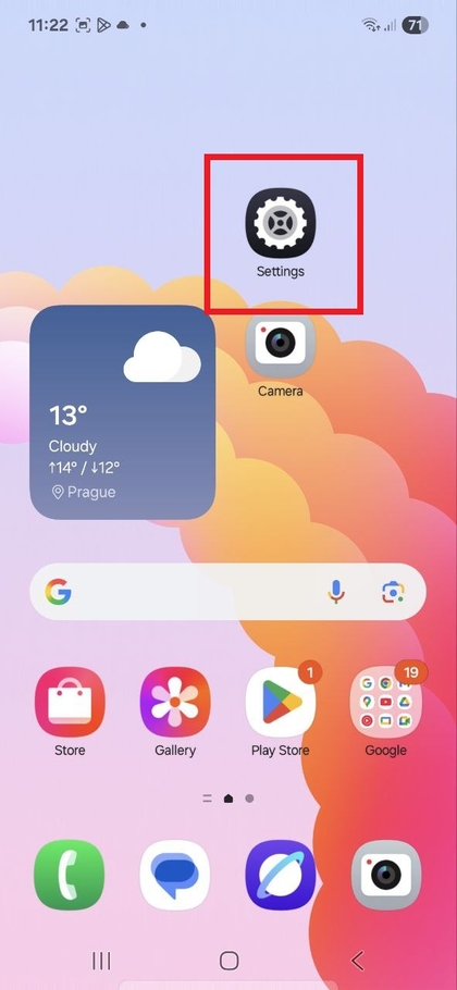 A be&aacute;ll&iacute;t&aacute;sok el&eacute;r&eacute;se egy Samsung Galaxy A56 k&eacute;sz&uuml;l&eacute;ken