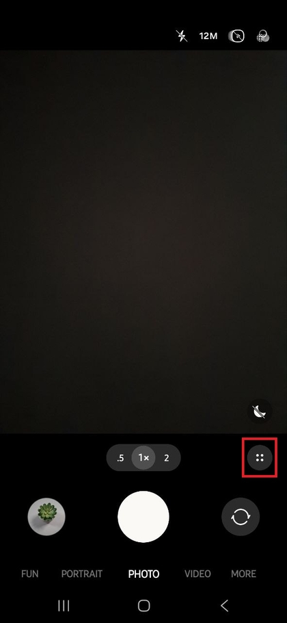 Tocar no &Iacute;cone do Menu na Aplica&ccedil;&atilde;o da C&acirc;mara