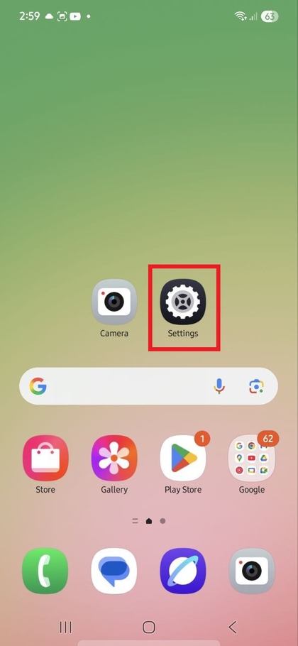 Settings app on Samsung Galaxy A56
