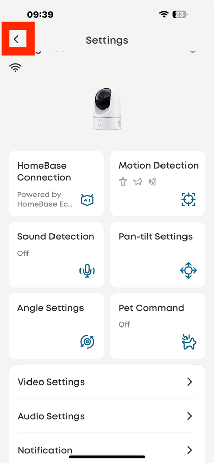Urambazaji unaoonyesha mshale wa kurudi nyuma kwenye skrini ya nyumbani