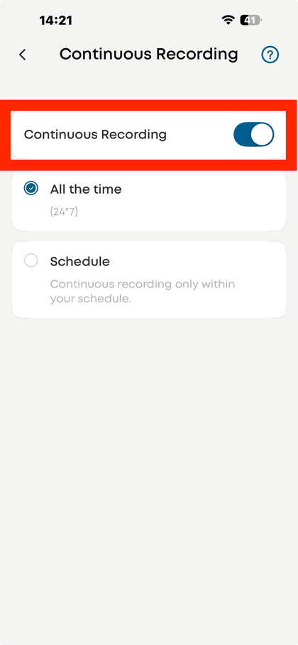 Habilitar grabaci&oacute;n continua