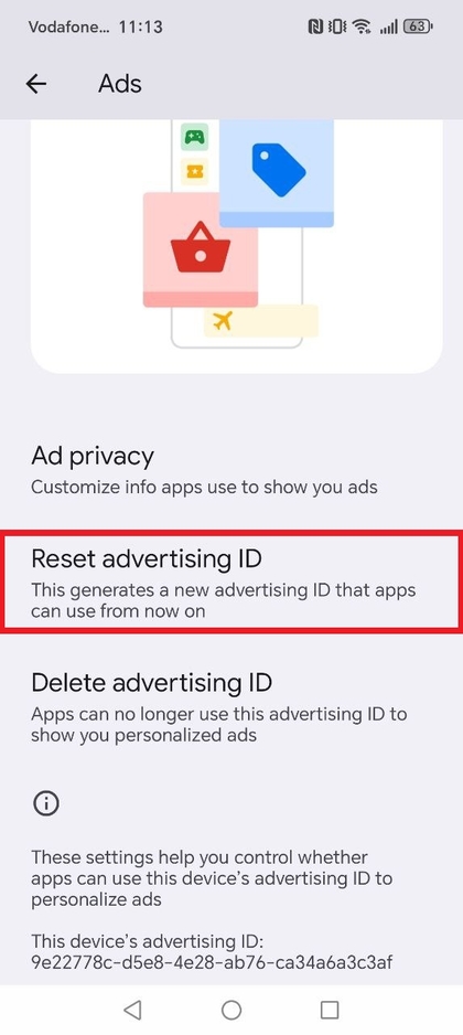 Accessing advertising settings on HONOR 400 Lite