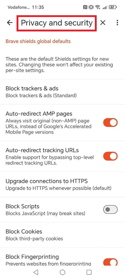 Ad-blocker settings in browser