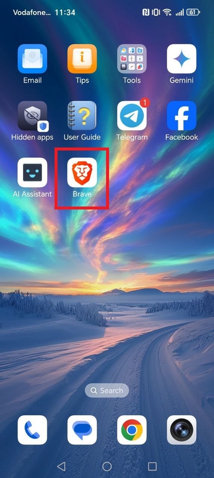 Brave browser downloaded on HONOR 400 Lite