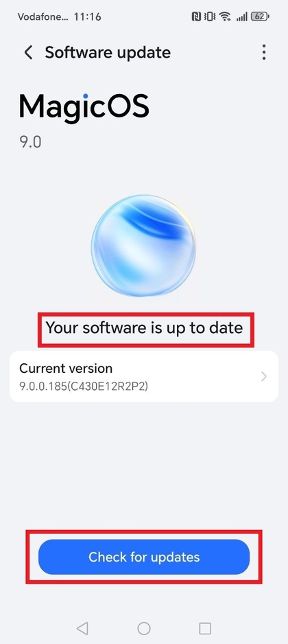 Checking for system updates on HONOR 400 Lite