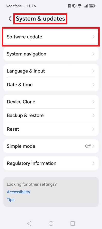Navigating to system settings on HONOR 400 Lite