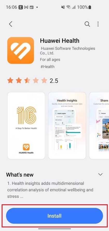 Installation der Huawei Health App auf Android