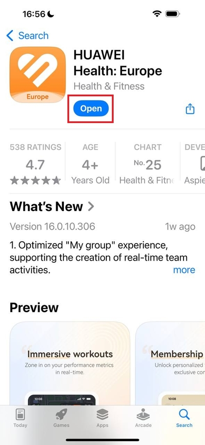 Install Huawei Health App on iPhone from App Store