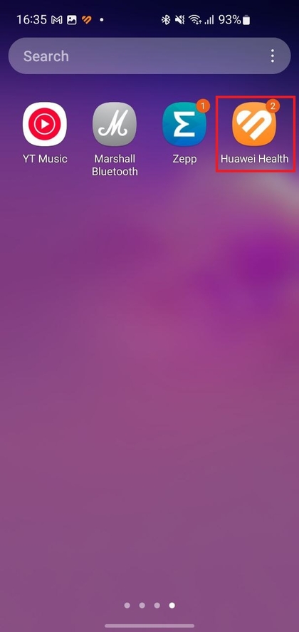 Ger&auml;teauswahl in der Huawei Health App