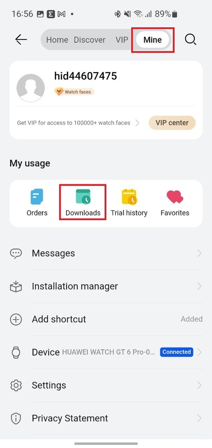 Verwaltung von Zifferbl&auml;ttern in Huawei Health